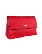 Gianfranco Ferre Red Logoed Canvas and Leather Evening Clutch