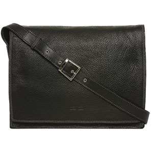 Conti Leather Messenger Bag- Black