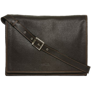 Gianni Conti Leather Messenger Bag- Brown