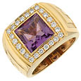 Gianni Versace Meandros - Amethyst and Diamonds Yellow Gold Ring