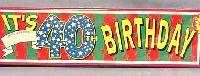 Giant Giant personalisable 40th birthday banner - 72"x18"
