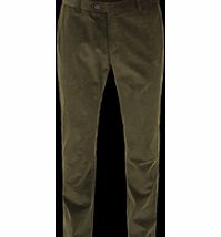 Gibson Dark Olive Cord Plain Front Trouser 30L