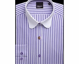Gibson Lilac Stripe Shirt With Penny Round