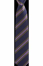 Gibson Navy and Purple Three Colour Stripe Tie