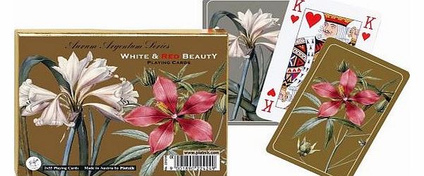 Gibsons Games Piatnik Playing Cards - White and Red Beauty, double deck