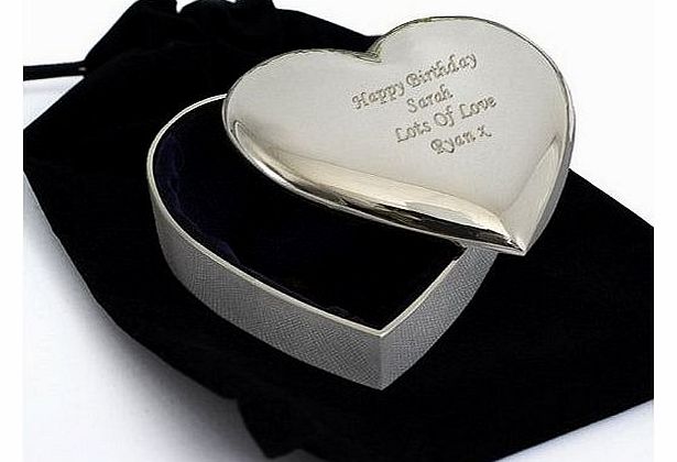 Silver Heart Trinket Box Pouch