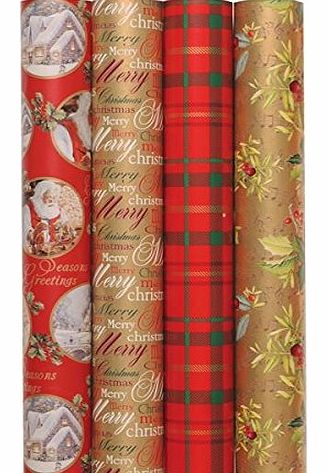 Gift Maker 20m CHRISTMAS GIFT WRAPPING PAPER 4x5m ROLL TRADITIONAL ELEGANT DESIGNS