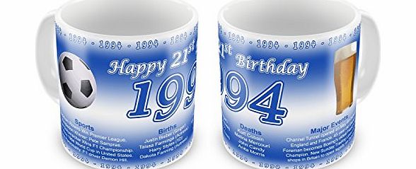 GIFT MUGS 21st Birthday Year You Were Born Gift Mug - Blue - 1994