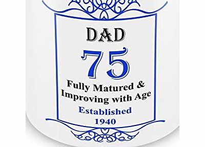 GIFT MUGS DAD 75th Birthday Established 1940 Year Mug - Blue