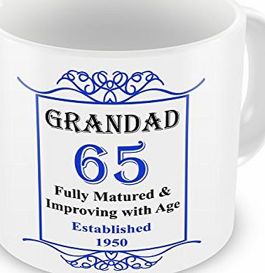 GIFT MUGS GRANDAD 65th Birthday Established 1950 Year Mug - Blue
