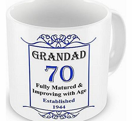 GIFT MUGS GRANDAD 70th Birthday Established 1944 Year Mug - Blue