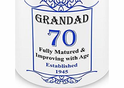 GIFT MUGS GRANDAD 70th Birthday Established 1945 Year Mug - Blue