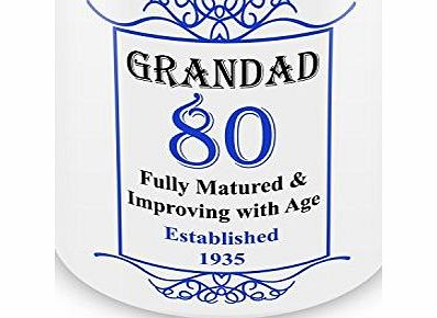 GIFT MUGS GRANDAD 80th Birthday Established 1935 Year Mug - Blue
