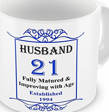 GIFT MUGS HUSBAND 21st Birthday Established 1994 Year Mug - Blue