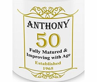 GIFT MUGS Personalised 50th Birthday Established 1965 Year Mug - Gold