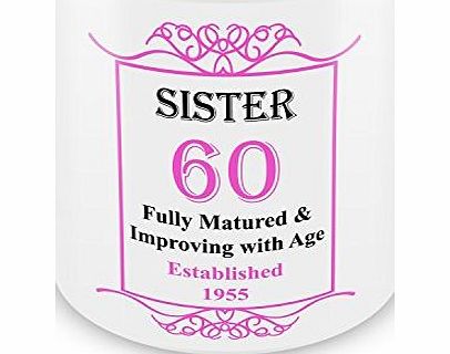 GIFT MUGS SISTER 60th Birthday Established 1955 Year Mug - Pink
