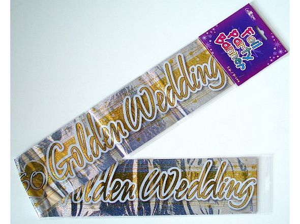 GOLDEN 50TH GOLD WEDDING ANNIVERSARY FOIL PARTY WALL DECORATION BANNER