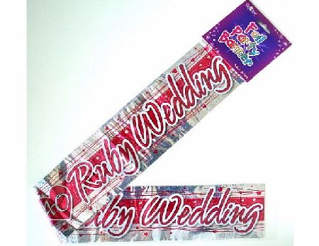 Gift Zone RUBY 40TH WEDDING ANNIVERSARY FOIL PARTY WALL DECORATION BANNER