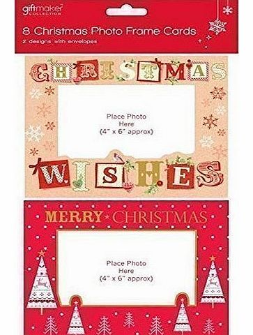 8 Christmas Personalised Photo Frame Cards & Envelopes