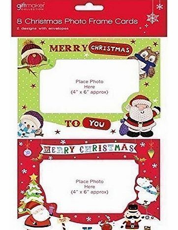 8 Christmas Photo Frame Cards & Envelopes Personalised Greetings