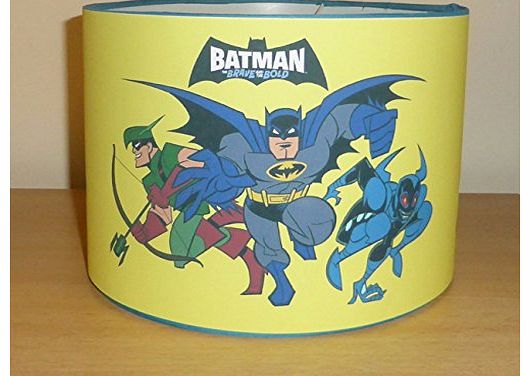 BATMAN THE BRAVE AND THE BOLD - LAMPSHADE - 10`` DRUM - BOYS BEDROOM LAMP SHADE