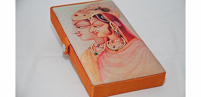 Gifts and More Gifts Silk Jewellery Trinket Box / Money Envelope with Digital Print with Detailing with Gold amp; Coloured Beads 20cm x 10cm x 3cm