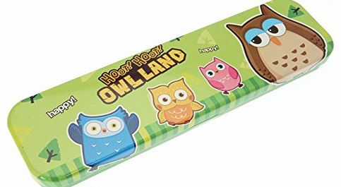 Gifts For Kids Funky And Cool Metal Owl Design School Pencil Case.