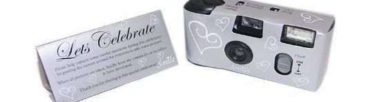 Gifts To Remember Silver amp; White Large Hearts Disposable Camera - Y0107