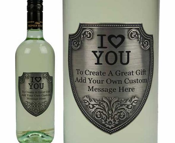 GiftsOnline4U Personalised I Love You White Wine with Pewter Label