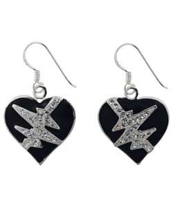 Giles Deacon Sterling Silver Jet Enamel Drop Earrings