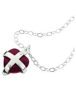 Giles Deacon Sterling Silver Red Heart Cage Pendant
