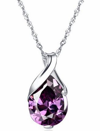 Gilind Golden-Sterling silver pendant necklace silver natural amethyst necklace 18 drop shape (Supplied in a Gift box) HJS002