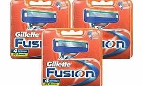 Gillette Fusion Razor Blades 4 pack x 3 (12