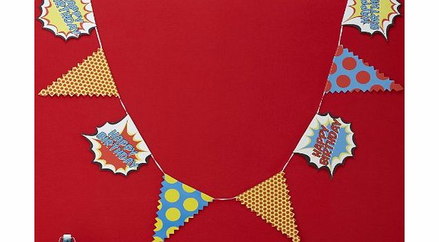Ginger Ray Happy Birthday Bunting Banner - Pop Art Superhero Party