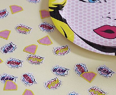 Ginger Ray Pink Superhero Party Table Confetti - Pop Art Superhero Party