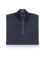 Gio Ferrari Menand#39;s Blue Zip Turtleneck Sweater