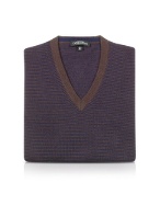 Gio Ferrari Menand#39;s Brown and Blue Striped Wool and Cashmere Sweater