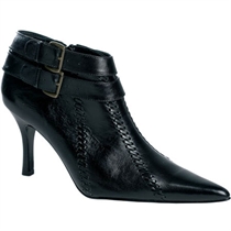gionni Black Leather Double Buckle Ankle Boot