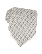 Giorgio Armani Light Grey Small Curve Woven Silk Tie
