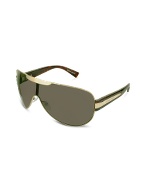 Giorgio Armani Signature Metal Strip Aviator Shield Sunglasses