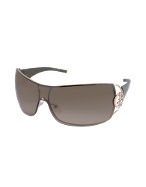 Giorgio Armani Swarovski Crystal Logo Open Lens Shield Sunglasses