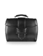 Class - Womenand#39;s Black Leather Double-Gusset Briefcase