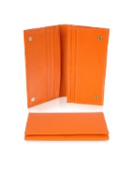 Class - Womenand#39;s Orange Grained Leather Large Wallet