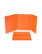 Classica - Womenand#39;s Orange Calfskin Flap Wallet