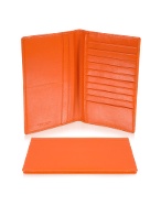 Classica Collection - Orange Calfskin Vertical Card Holder Wallet