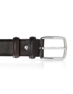 Giorgio Fedon 1919 Menand#39;s Black Grained Leather Belt