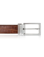 Menand#39;s Brown Croc Calf Leather Belt