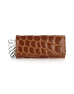 Spiga - Brown Croco Stamped Leather Key Holder