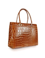 Giorgio Fedon 1919 Spiga Wib - Brown Croco Stamped Calfskin Business Bag