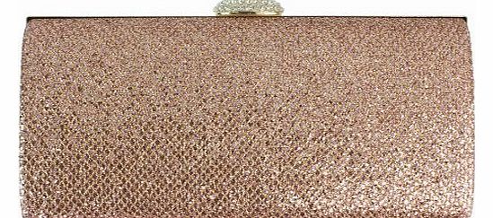 Girly Handbags  Diamond Sparkle Evening Clutch Bag Wedding Party Metallic Gold Silver Pink White - Champagne - W 8.5 ,H 5 ,D 2 inches